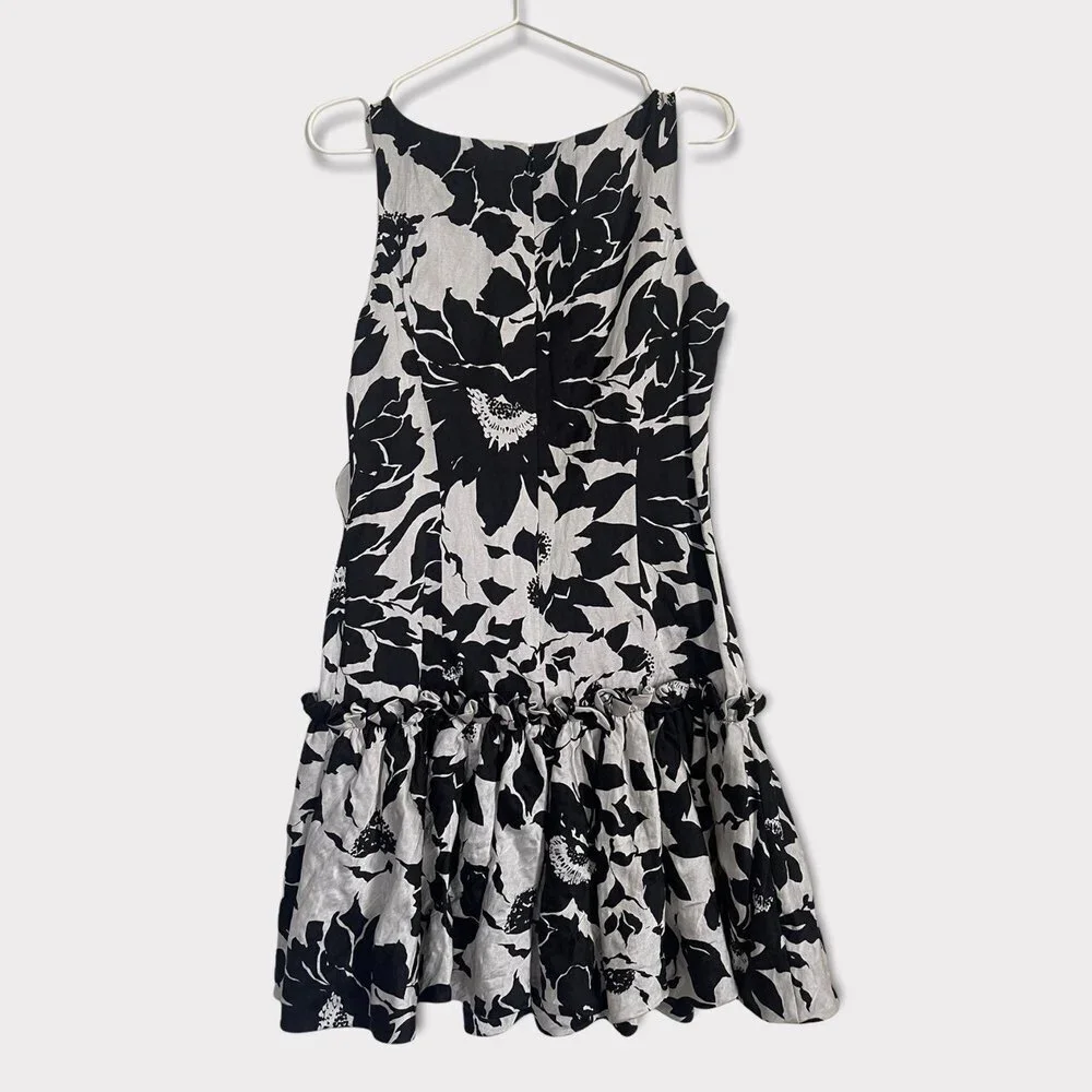 Rickie Freeman for Teri Jon Black & White Ruffle Dress Size 4 - Picture 2 of 9